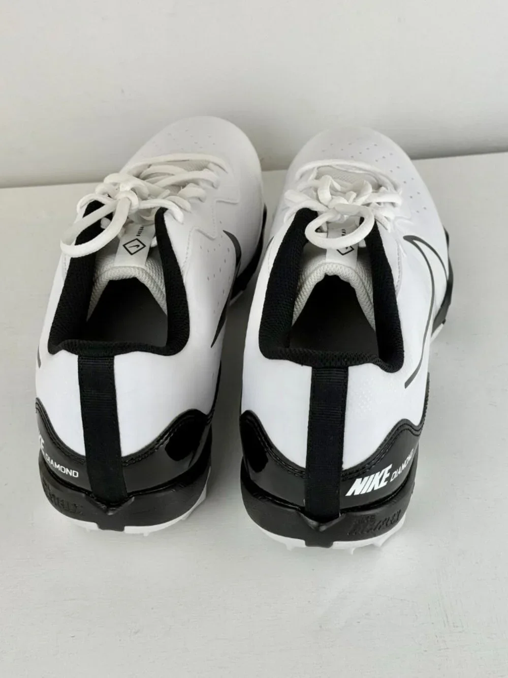 Men's 12 Nike Alpha Huarache 4 Keystone Baseball Cleats White Black DJ6524-101